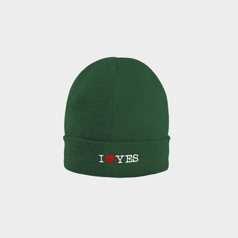 Berretto Beanie I LOVE YES Verde